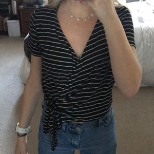 striped wrap crop top